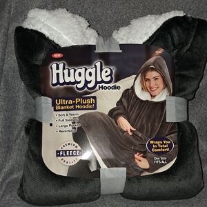 Gray and White Ultra Plush Blanket Hoodie with Sleeves